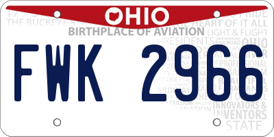 OH license plate FWK2966