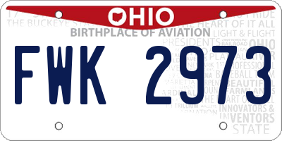 OH license plate FWK2973