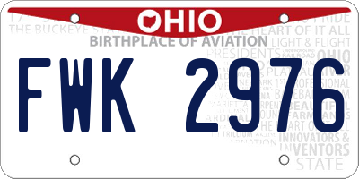 OH license plate FWK2976