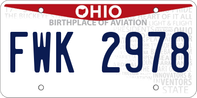 OH license plate FWK2978