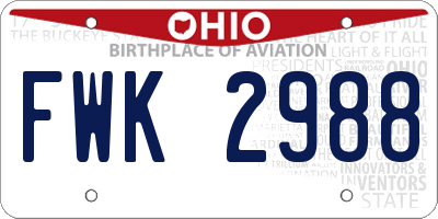 OH license plate FWK2988