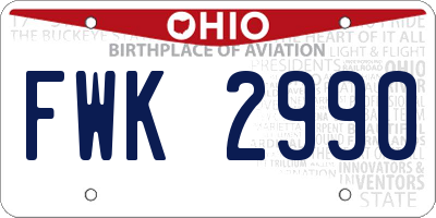 OH license plate FWK2990