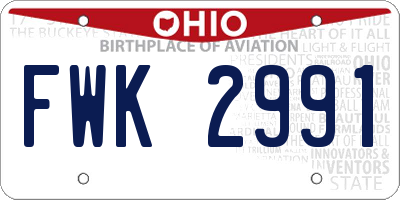 OH license plate FWK2991