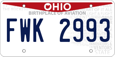 OH license plate FWK2993