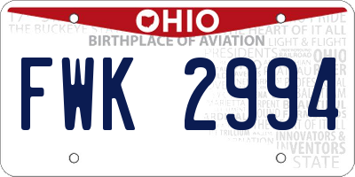 OH license plate FWK2994