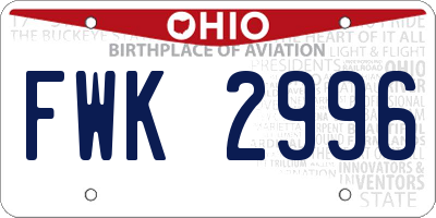 OH license plate FWK2996