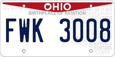 OH license plate FWK3008