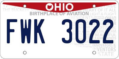 OH license plate FWK3022