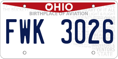 OH license plate FWK3026