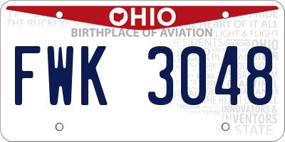 OH license plate FWK3048