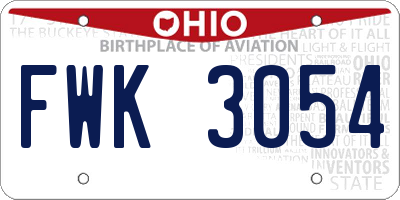 OH license plate FWK3054