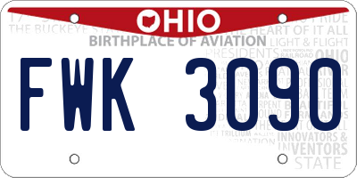 OH license plate FWK3090