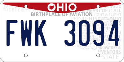 OH license plate FWK3094