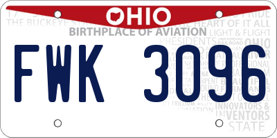 OH license plate FWK3096