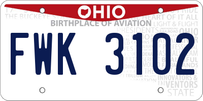 OH license plate FWK3102