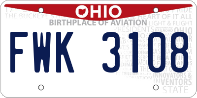 OH license plate FWK3108