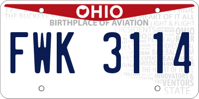 OH license plate FWK3114