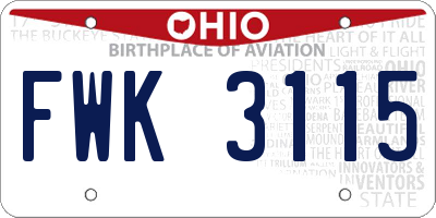 OH license plate FWK3115
