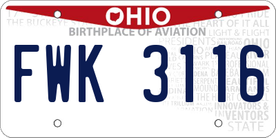 OH license plate FWK3116
