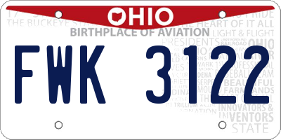 OH license plate FWK3122