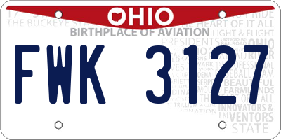 OH license plate FWK3127
