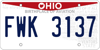 OH license plate FWK3137
