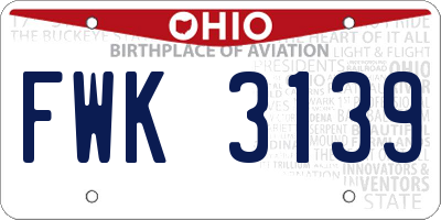 OH license plate FWK3139
