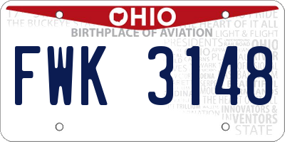 OH license plate FWK3148