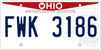OH license plate FWK3186