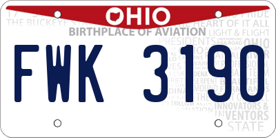 OH license plate FWK3190