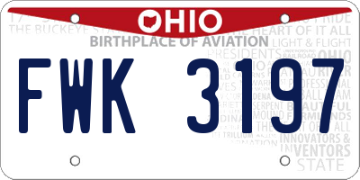 OH license plate FWK3197