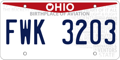 OH license plate FWK3203