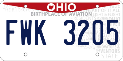 OH license plate FWK3205