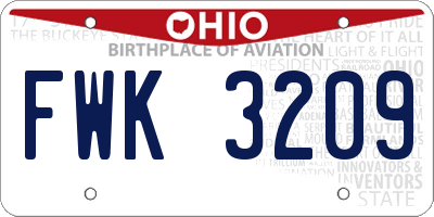 OH license plate FWK3209