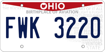 OH license plate FWK3220