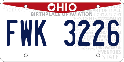 OH license plate FWK3226