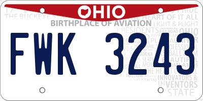OH license plate FWK3243