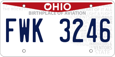 OH license plate FWK3246