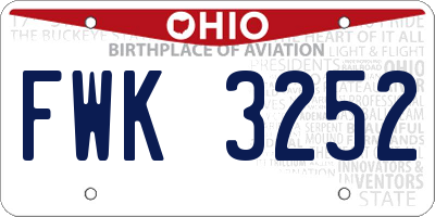 OH license plate FWK3252