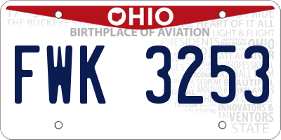 OH license plate FWK3253