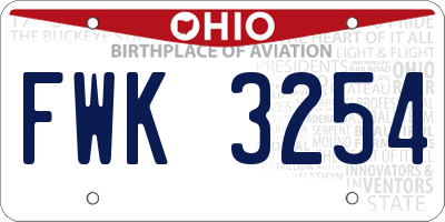 OH license plate FWK3254