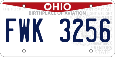 OH license plate FWK3256