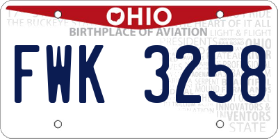 OH license plate FWK3258