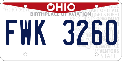 OH license plate FWK3260