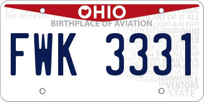 OH license plate FWK3331