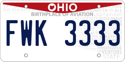 OH license plate FWK3333