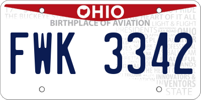 OH license plate FWK3342