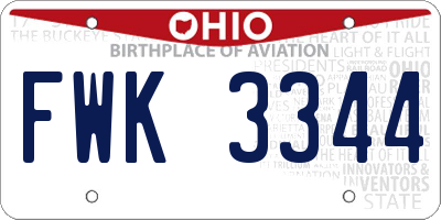 OH license plate FWK3344