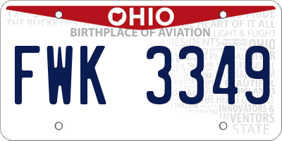 OH license plate FWK3349