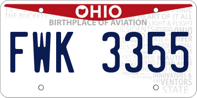 OH license plate FWK3355